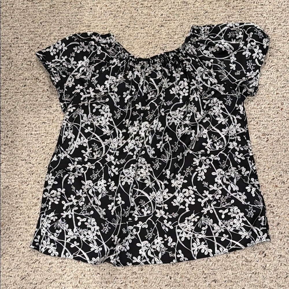 Loft Floral Black and White Women's Top - size Medium